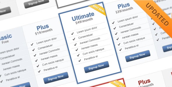 Basic Clean Pricing Tables - Easy To Modify!