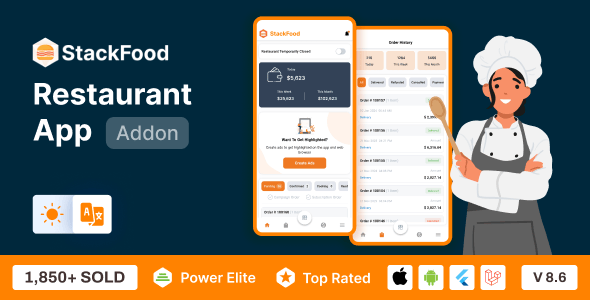 StackFood Multi Restaurant - Food Ordering Restaurant App